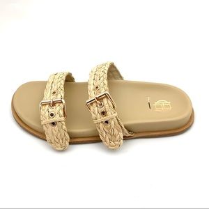 NEW House of Harlow 1960 x Revolve Braided Raffia Slide Sandals Size 9